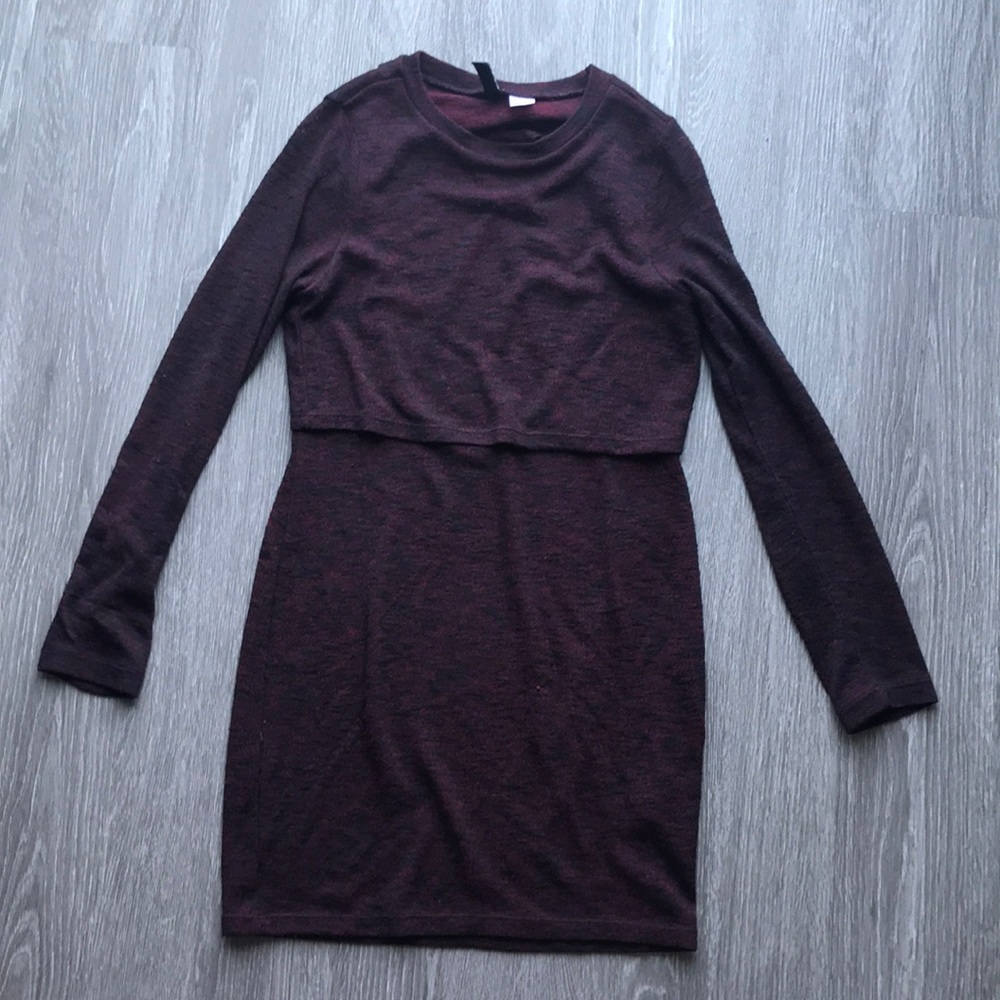 ✨3/$10✨ H&M Thin knit textured dress -burgundy